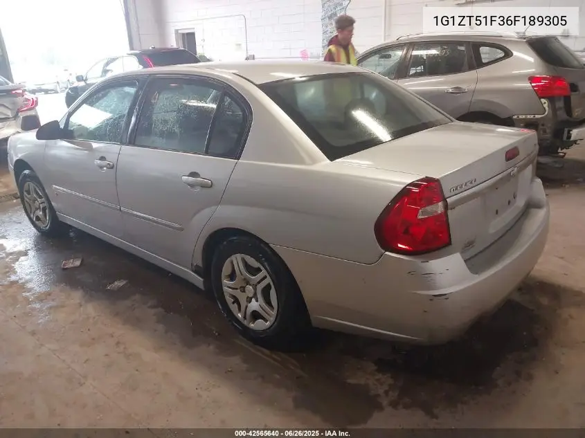 2006 Chevrolet Malibu Lt VIN: 1G1ZT51F36F189305 Lot: 42565640