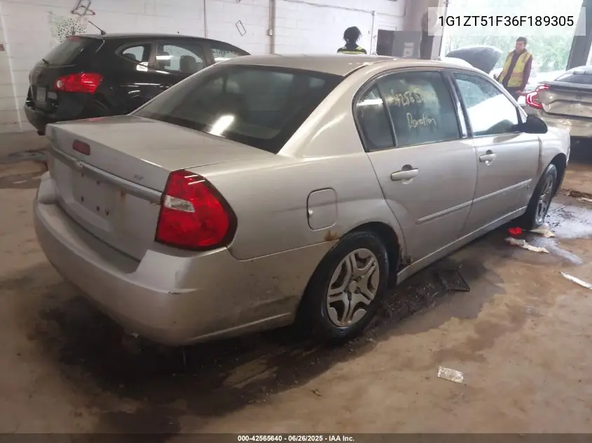 2006 Chevrolet Malibu Lt VIN: 1G1ZT51F36F189305 Lot: 42565640