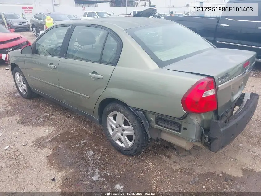 2006 Chevrolet Malibu Ls VIN: 1G1ZS51886F101403 Lot: 42598170