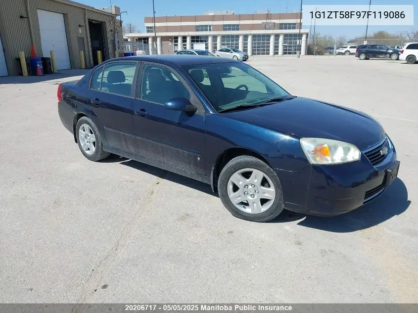 2007 Chevrolet Malibu Lt VIN: 1G1ZT58F97F119086 Lot: 20206717