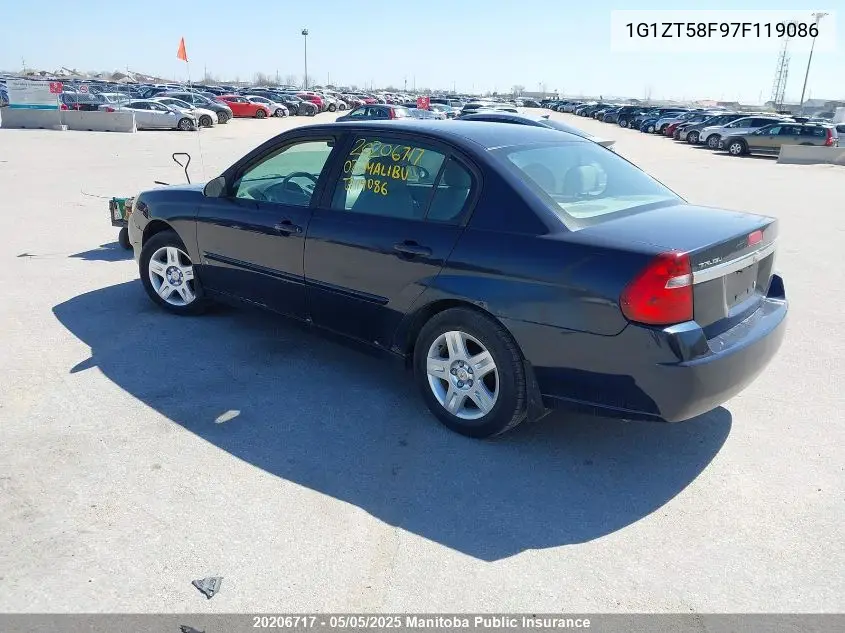 2007 Chevrolet Malibu Lt VIN: 1G1ZT58F97F119086 Lot: 20206717