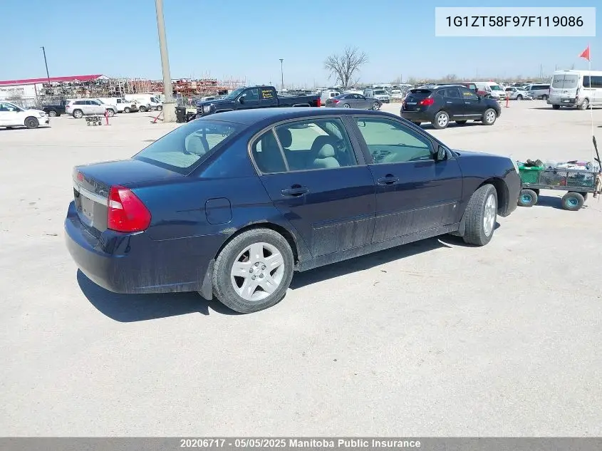 2007 Chevrolet Malibu Lt VIN: 1G1ZT58F97F119086 Lot: 20206717