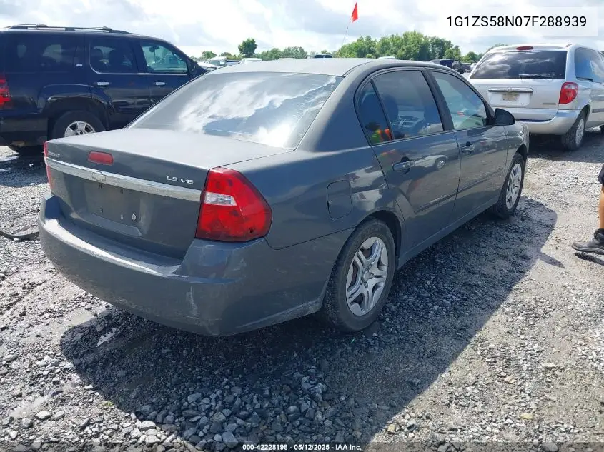2007 Chevrolet Malibu Ls VIN: 1G1ZS58N07F288939 Lot: 42228198