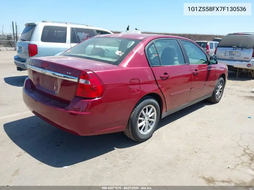 2007 Chevrolet Malibu Ls VIN: 1G1ZS58FX7F130536 Lot: 42577076