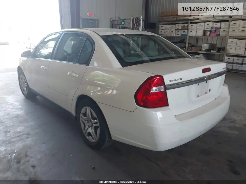 2007 Chevrolet Malibu Ls VIN: 1G1ZS57N77F287546 Lot: 42590800