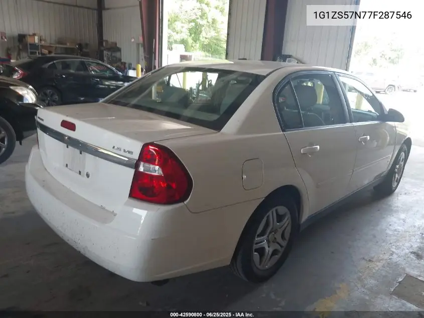 2007 Chevrolet Malibu Ls VIN: 1G1ZS57N77F287546 Lot: 42590800