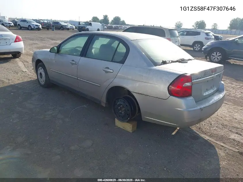 2007 Chevrolet Malibu Ls VIN: 1G1ZS58F47F307646 Lot: 42600829