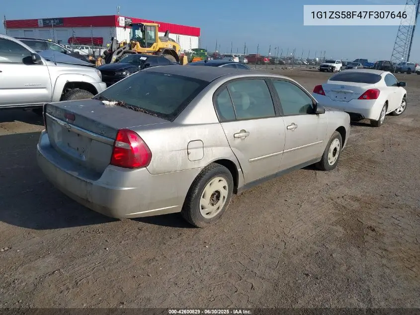 2007 Chevrolet Malibu Ls VIN: 1G1ZS58F47F307646 Lot: 42600829