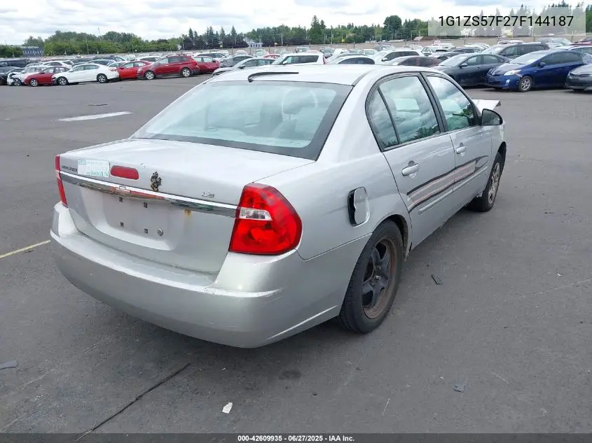 2007 Chevrolet Malibu Ls VIN: 1G1ZS57F27F144187 Lot: 42609935