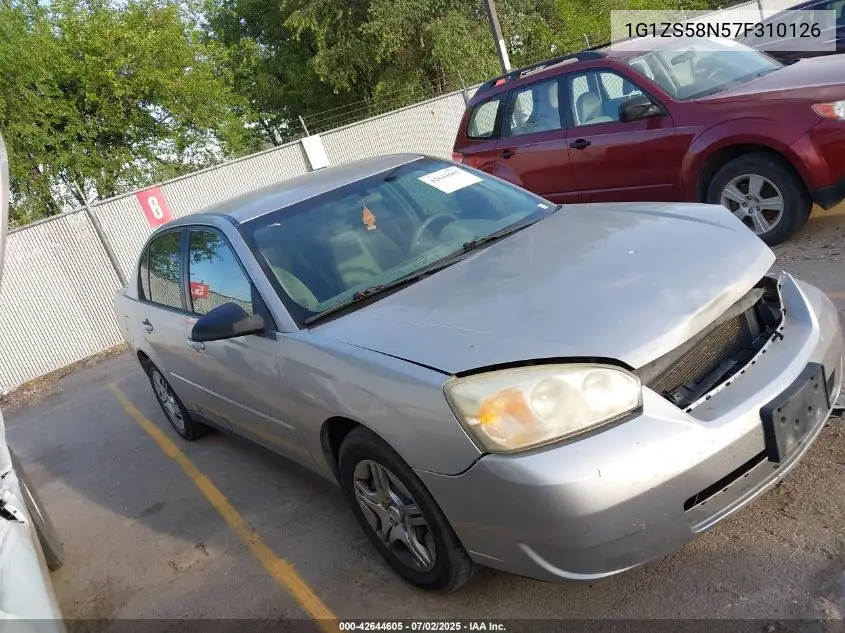 2007 Chevrolet Malibu Ls VIN: 1G1ZS58N57F310126 Lot: 42644605