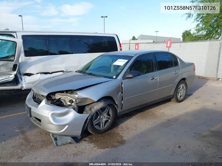 2007 Chevrolet Malibu Ls VIN: 1G1ZS58N57F310126 Lot: 42644605