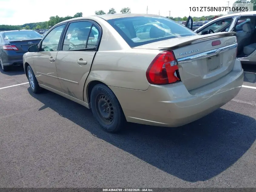 2007 Chevrolet Malibu Lt VIN: 1G1ZT58N87F104425 Lot: 42644789