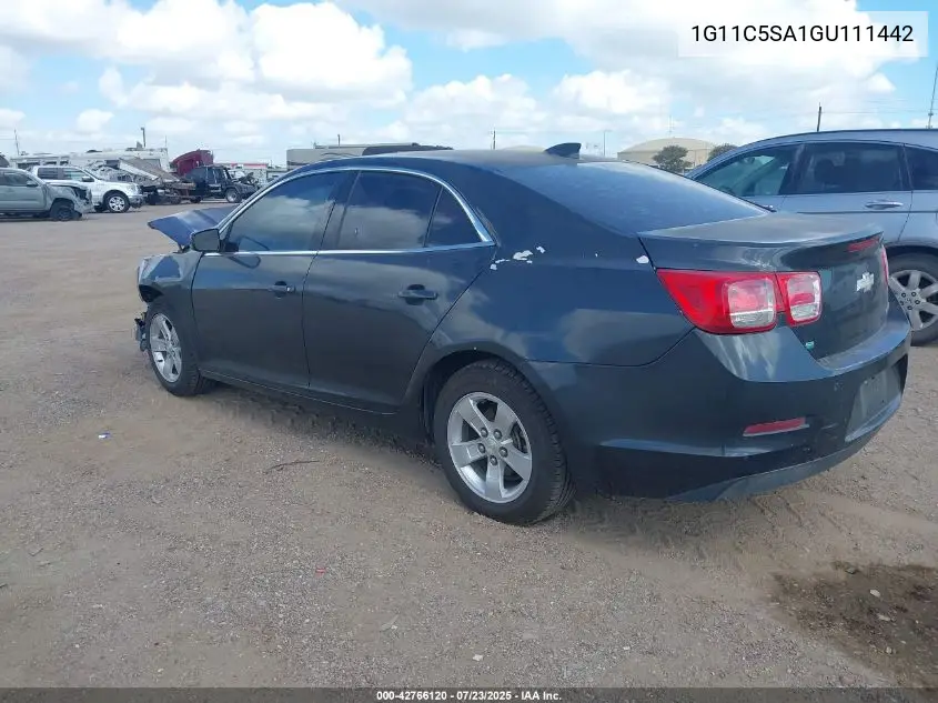 2016 Chevrolet Malibu Limited Lt VIN: 1G11C5SA1GU111442 Lot: 42766120