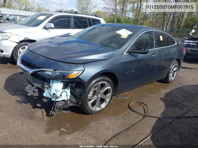 2021 Chevrolet Malibu Fwd Lt VIN: 1G1ZD5ST0MF007915 Lot: 41942591