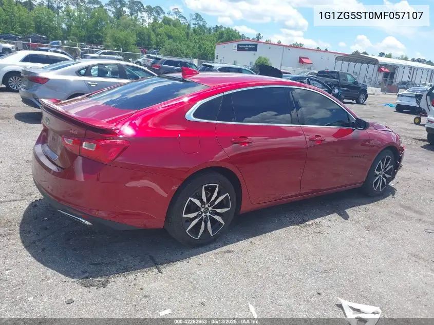 2021 Chevrolet Malibu Fwd Rs VIN: 1G1ZG5ST0MF057107 Lot: 42262953