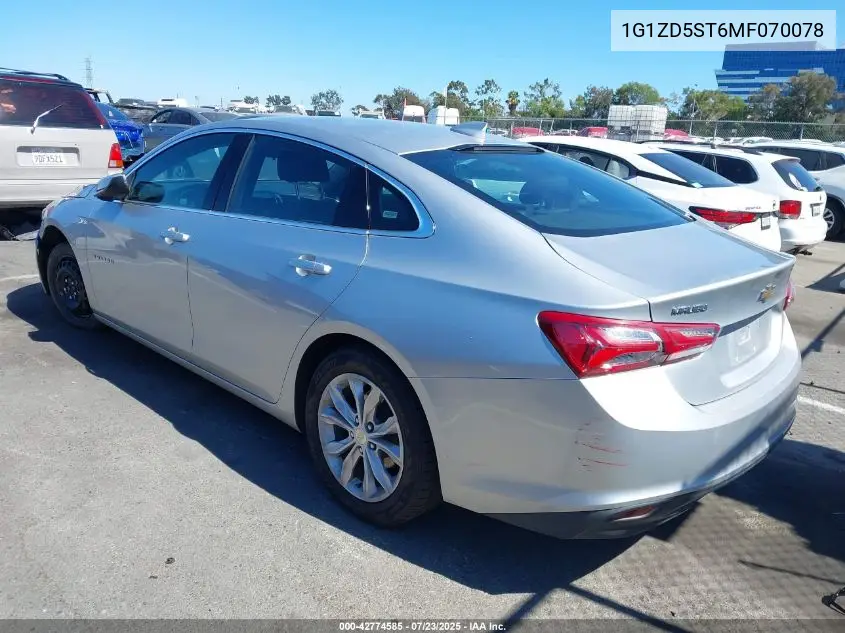2021 Chevrolet Malibu Fwd Lt VIN: 1G1ZD5ST6MF070078 Lot: 42774585