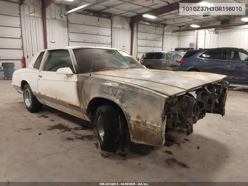 1986 Chevrolet Monte Carlo VIN: 1G1GZ37H3GR198010 Lot: 42138813