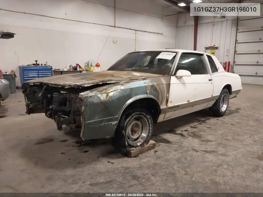 1986 Chevrolet Monte Carlo VIN: 1G1GZ37H3GR198010 Lot: 42138813