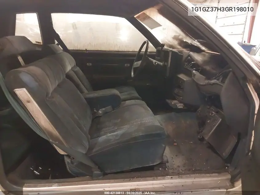 1986 Chevrolet Monte Carlo VIN: 1G1GZ37H3GR198010 Lot: 42138813