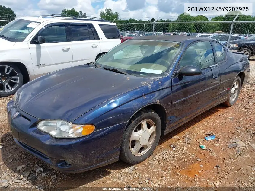 2000 Chevrolet Monte Carlo Ss VIN: 2G1WX12K5Y9207925 Lot: 42238959