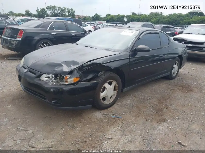 2000 Chevrolet Monte Carlo Ls VIN: 2G1WW12E4Y9215379 Lot: 42615858