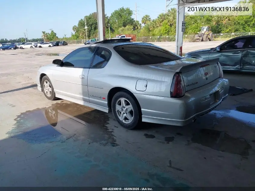 2001 Chevrolet Monte Carlo Ss VIN: 2G1WX15KX19136836 Lot: 42230018