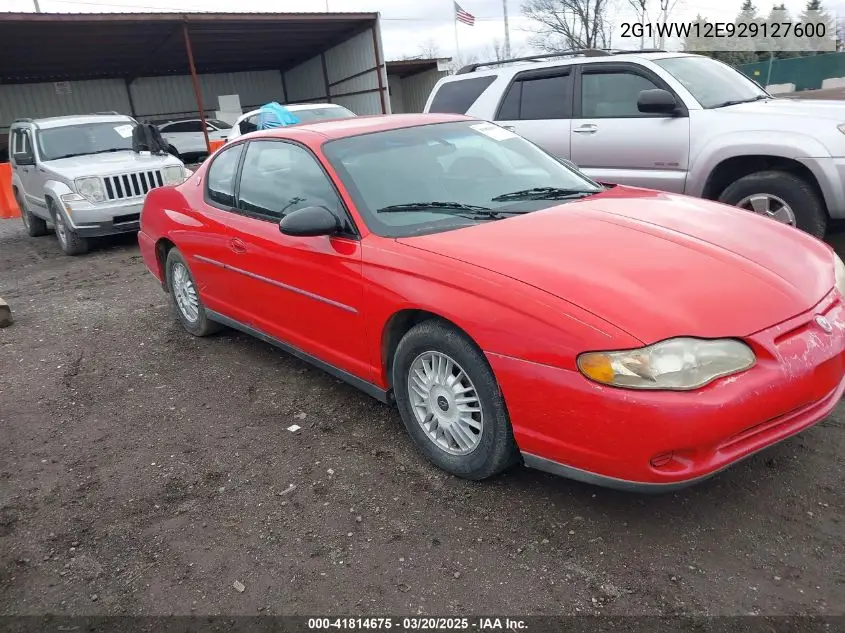 2002 Chevrolet Monte Carlo Ls VIN: 2G1WW12E929127600 Lot: 41814675