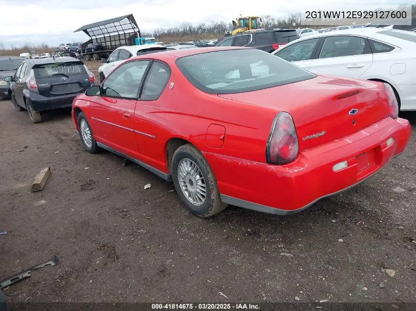 2002 Chevrolet Monte Carlo Ls VIN: 2G1WW12E929127600 Lot: 41814675