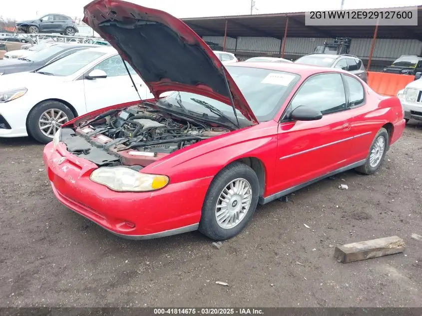 2002 Chevrolet Monte Carlo Ls VIN: 2G1WW12E929127600 Lot: 41814675