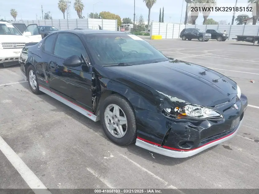 2002 Chevrolet Monte Carlo Ss VIN: 2G1WX15K329185152 Lot: 41858103