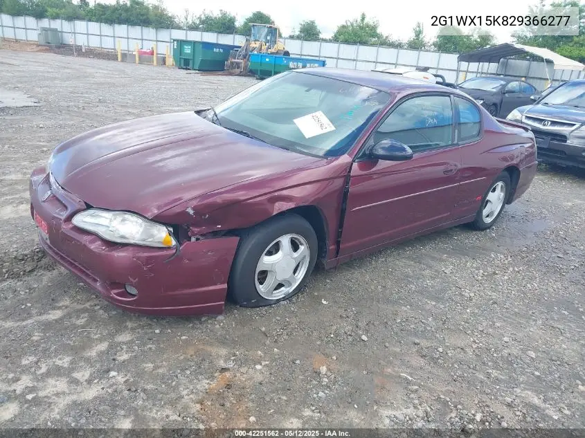 2002 Chevrolet Monte Carlo Ss VIN: 2G1WX15K829366277 Lot: 42251562