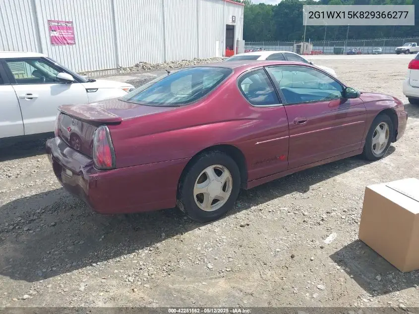 2002 Chevrolet Monte Carlo Ss VIN: 2G1WX15K829366277 Lot: 42251562