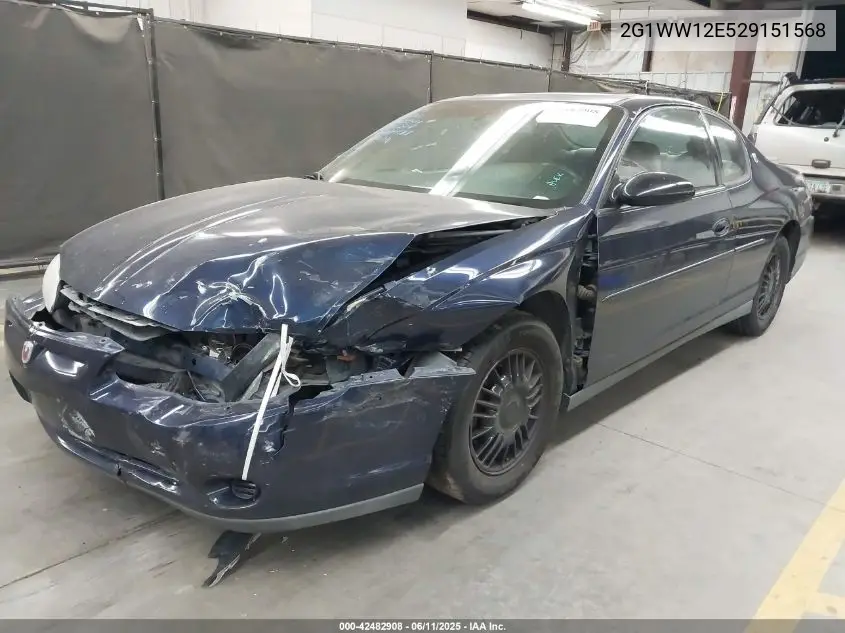 2002 Chevrolet Monte Carlo Ls VIN: 2G1WW12E529151568 Lot: 42482908