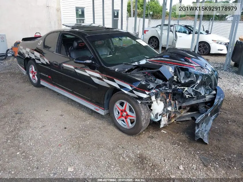 2002 Chevrolet Monte Carlo Ss VIN: 2G1WX15K929178979 Lot: 42778664