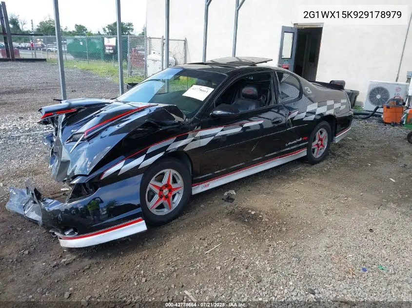 2002 Chevrolet Monte Carlo Ss VIN: 2G1WX15K929178979 Lot: 42778664