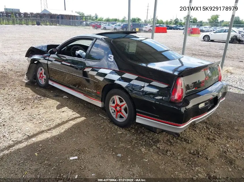 2002 Chevrolet Monte Carlo Ss VIN: 2G1WX15K929178979 Lot: 42778664