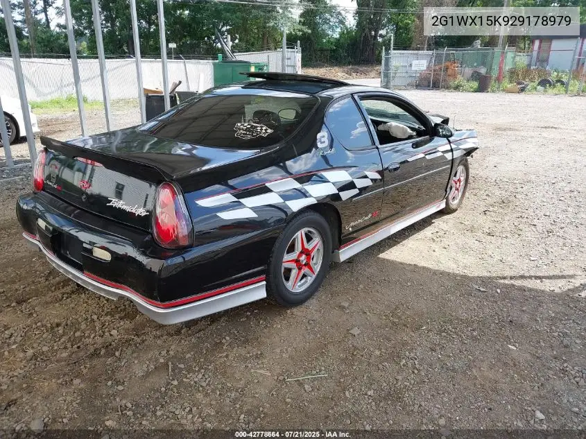 2002 Chevrolet Monte Carlo Ss VIN: 2G1WX15K929178979 Lot: 42778664