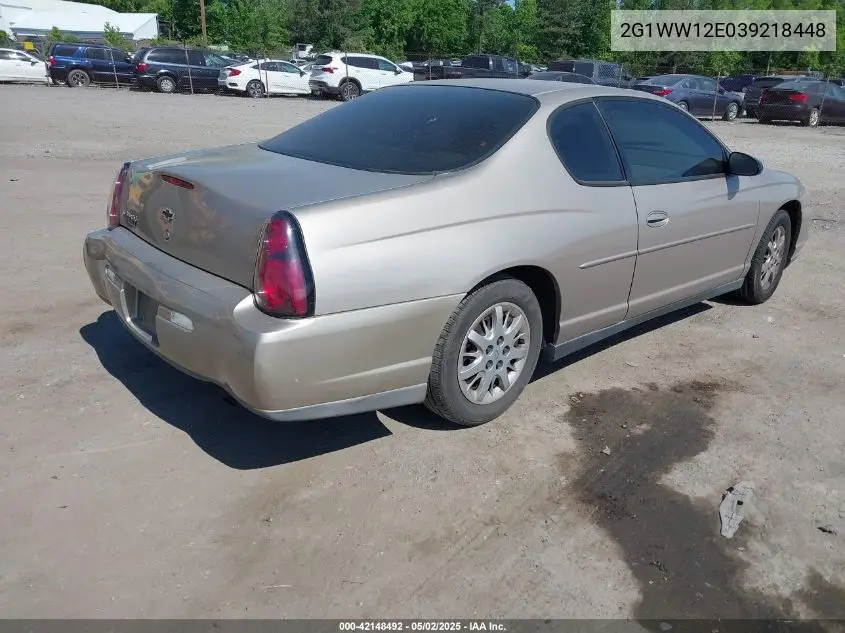 2003 Chevrolet Monte Carlo Ls VIN: 2G1WW12E039218448 Lot: 42148492