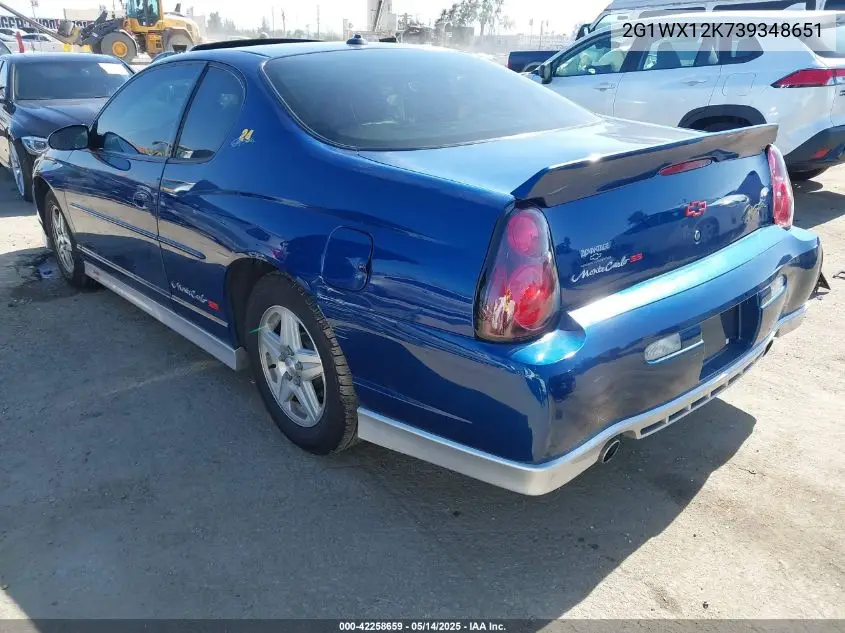 2003 Chevrolet Monte Carlo Ss VIN: 2G1WX12K739348651 Lot: 42258659