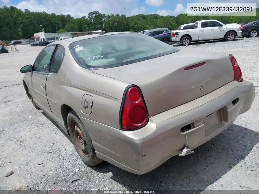 2003 Chevrolet Monte Carlo Ls VIN: 2G1WW12E339432091 Lot: 42520169