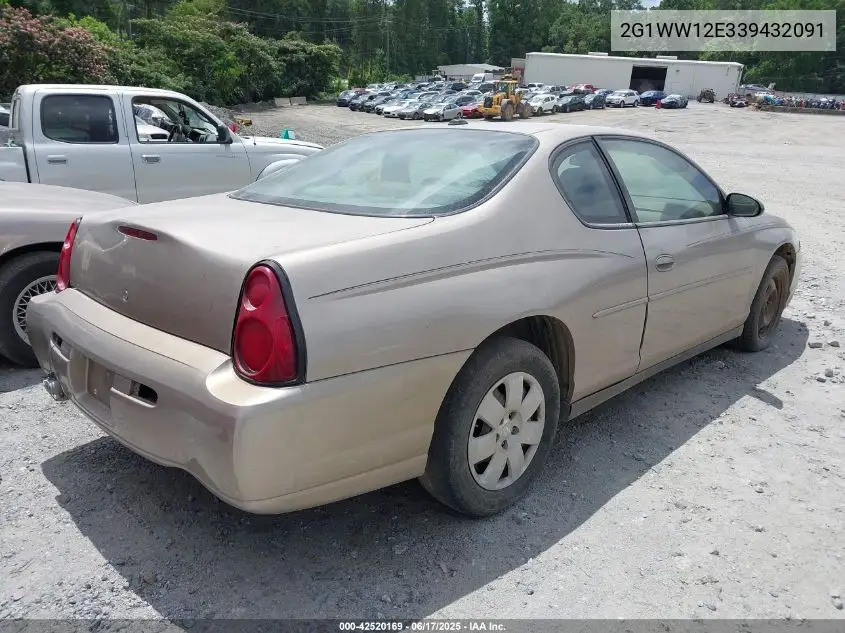 2003 Chevrolet Monte Carlo Ls VIN: 2G1WW12E339432091 Lot: 42520169