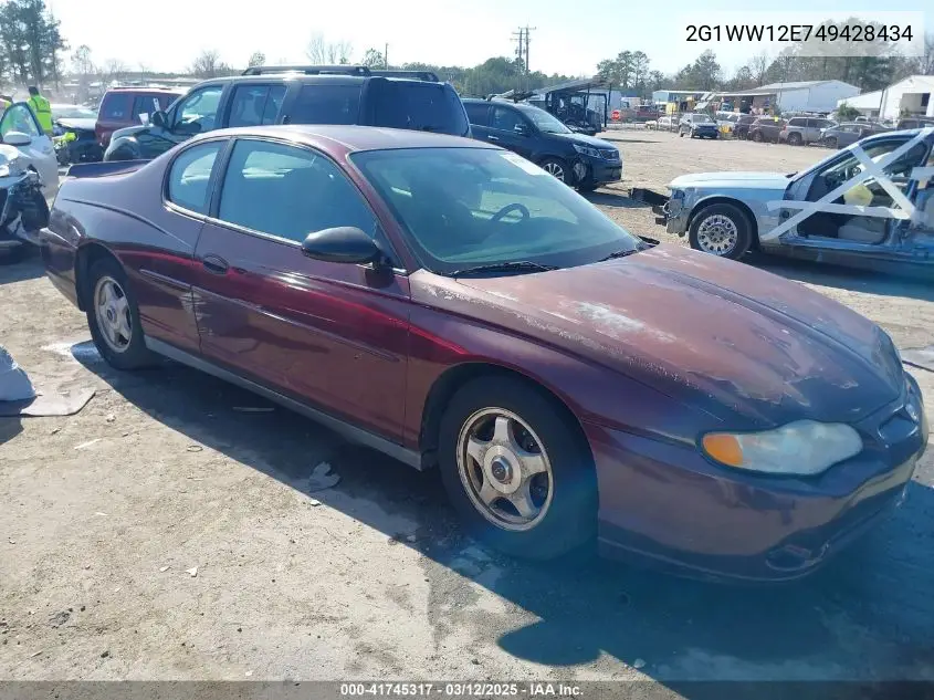 2004 Chevrolet Monte Carlo Ls VIN: 2G1WW12E749428434 Lot: 41745317