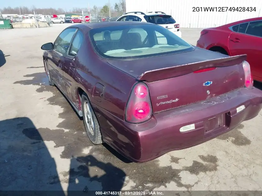 2004 Chevrolet Monte Carlo Ls VIN: 2G1WW12E749428434 Lot: 41745317