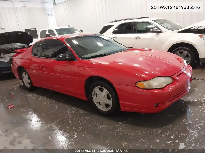 2004 Chevrolet Monte Carlo Ss VIN: 2G1WX12K849385516 Lot: 41793234