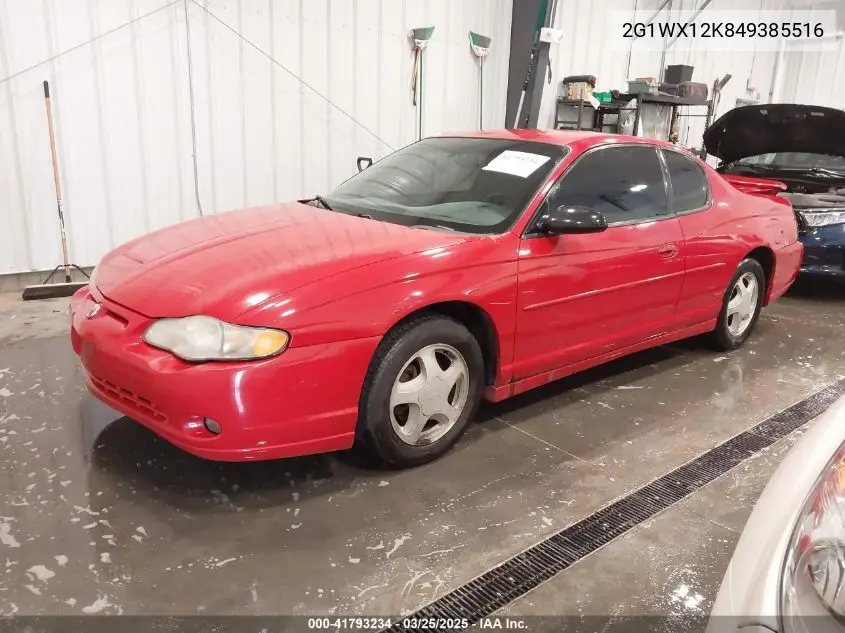 2004 Chevrolet Monte Carlo Ss VIN: 2G1WX12K849385516 Lot: 41793234