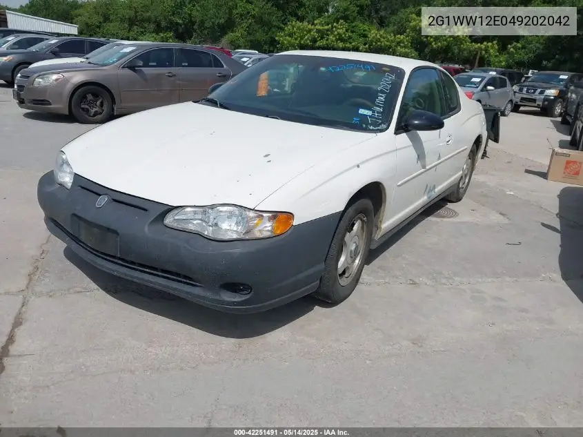 2004 Chevrolet Monte Carlo Ls VIN: 2G1WW12E049202042 Lot: 42251491