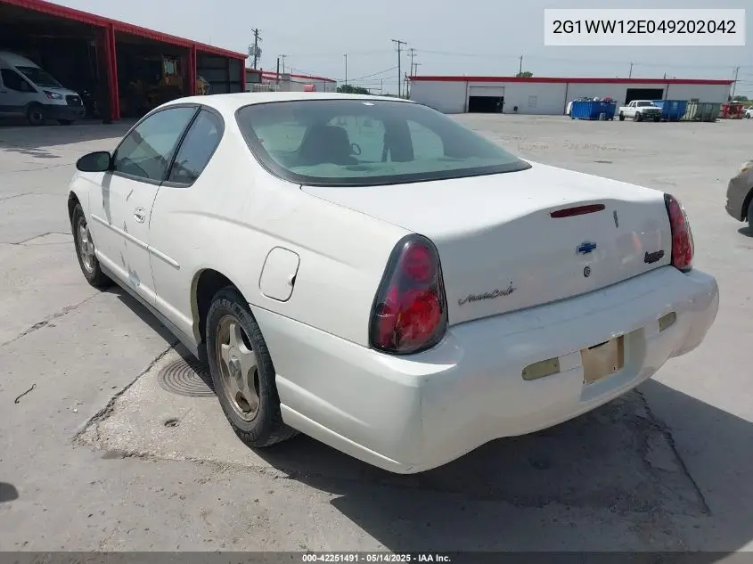 2004 Chevrolet Monte Carlo Ls VIN: 2G1WW12E049202042 Lot: 42251491
