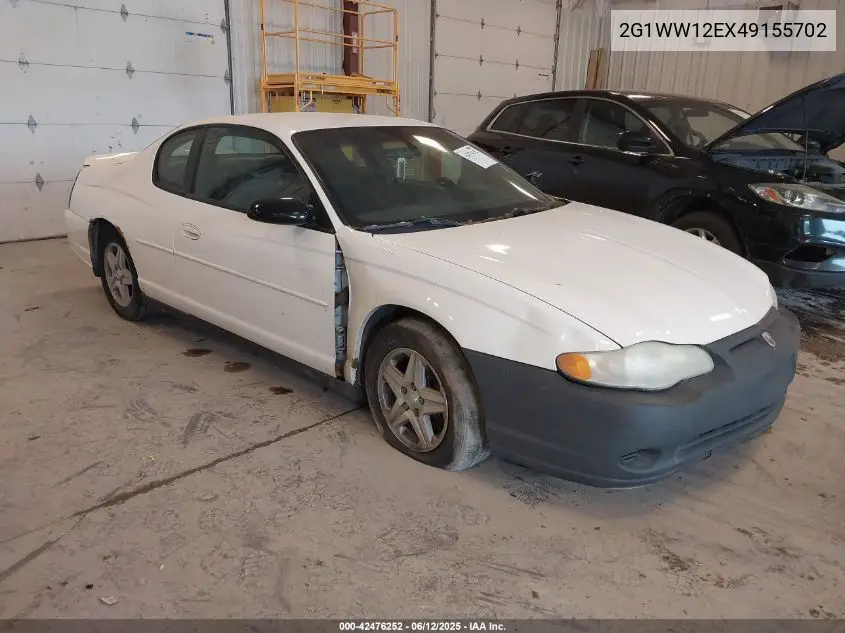 2004 Chevrolet Monte Carlo Ls VIN: 2G1WW12EX49155702 Lot: 42476252