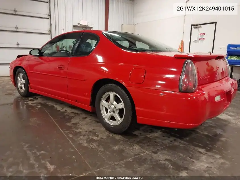 2004 Chevrolet Monte Carlo Ss VIN: 2G1WX12K249401015 Lot: 42557480
