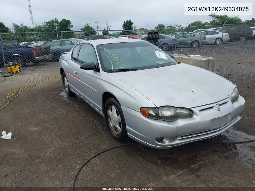 2004 Chevrolet Monte Carlo Ss VIN: 2G1WX12K249334075 Lot: 42614627